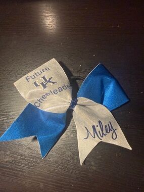 Blue and Silver 'Future Cheerleader' Hair Bow with UK Logo